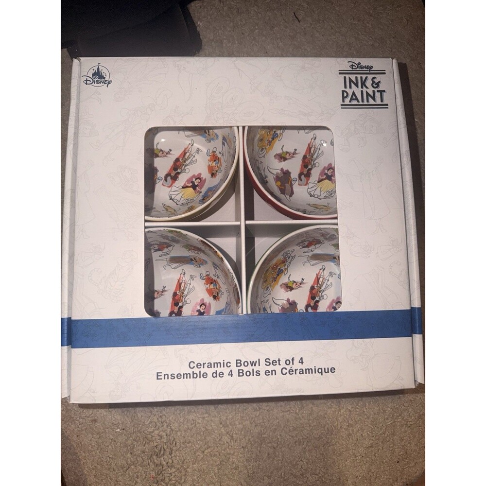 Disney Ink And Paint Collection Bowls Set of 4 New In Box Sealed Dishware